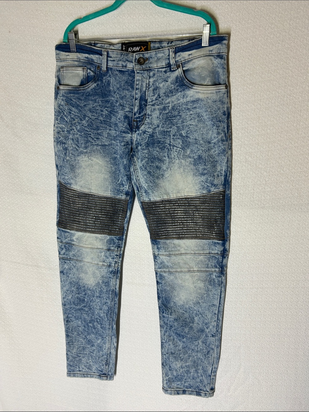 RAW X Slim Moto Jeans in Acid Blue Wash